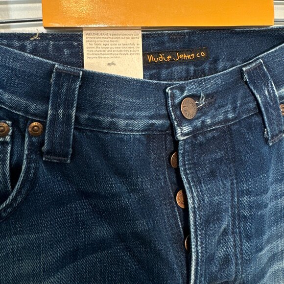 NWT NUDIE Jeans Co Blue Denim Organic Cotton Straight Slim W32 L34 - Picture 6 of 7